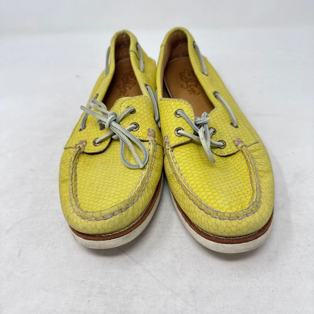 Sperry Gold Cup Top-Sider Boat Shoes Yellow 9.5 Nautical Snakeskin Embossed